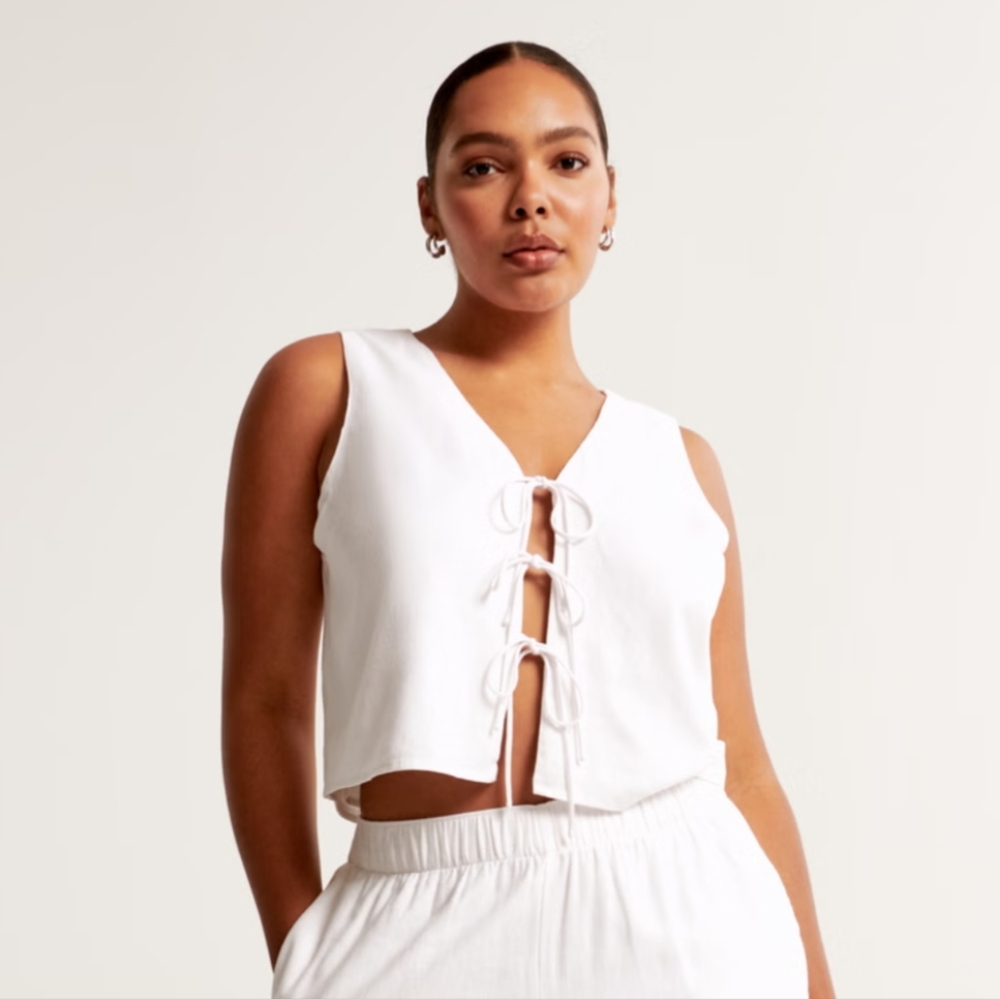 Abercrombie Linen-Blend Tie-Front Vest Top